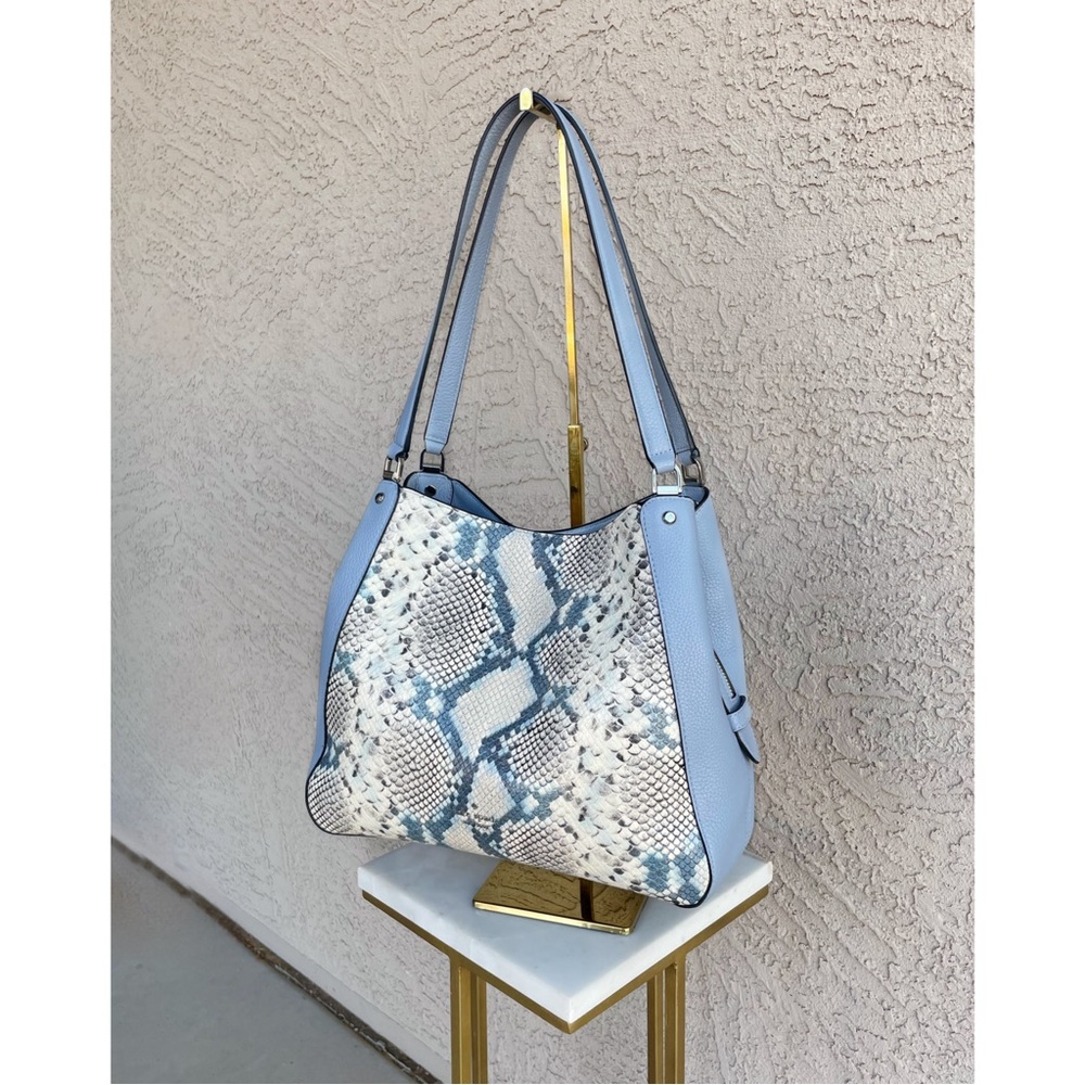 KATE SPADE Blue Snakeskin Triple Compartment Leila Bag Leather Hobo Snake Bag